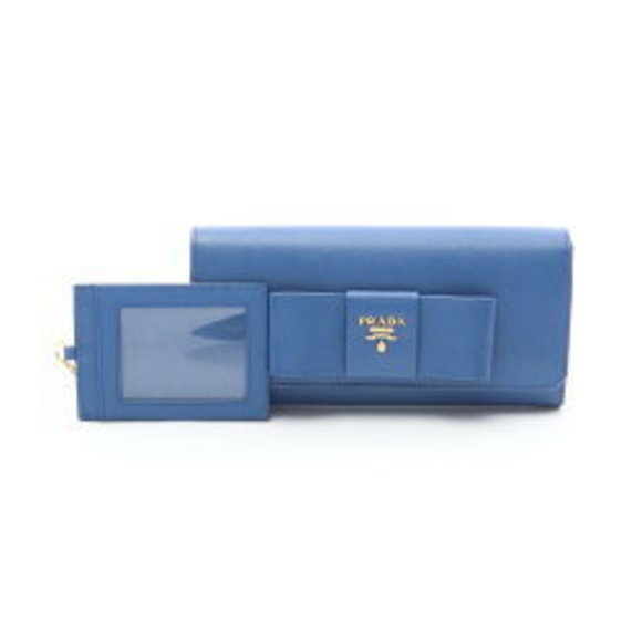 Prada SAFFIANO Fold Long Wallet Leather Blue - Picture 1 of 7